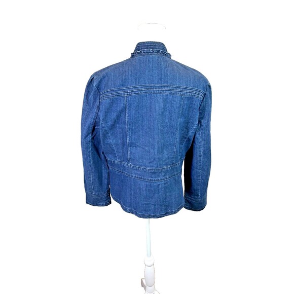 Dressbarn Woman's Ruffle Long Sleeve Denim Jacket With Front Pockets Size Large - Picture 6 of 9